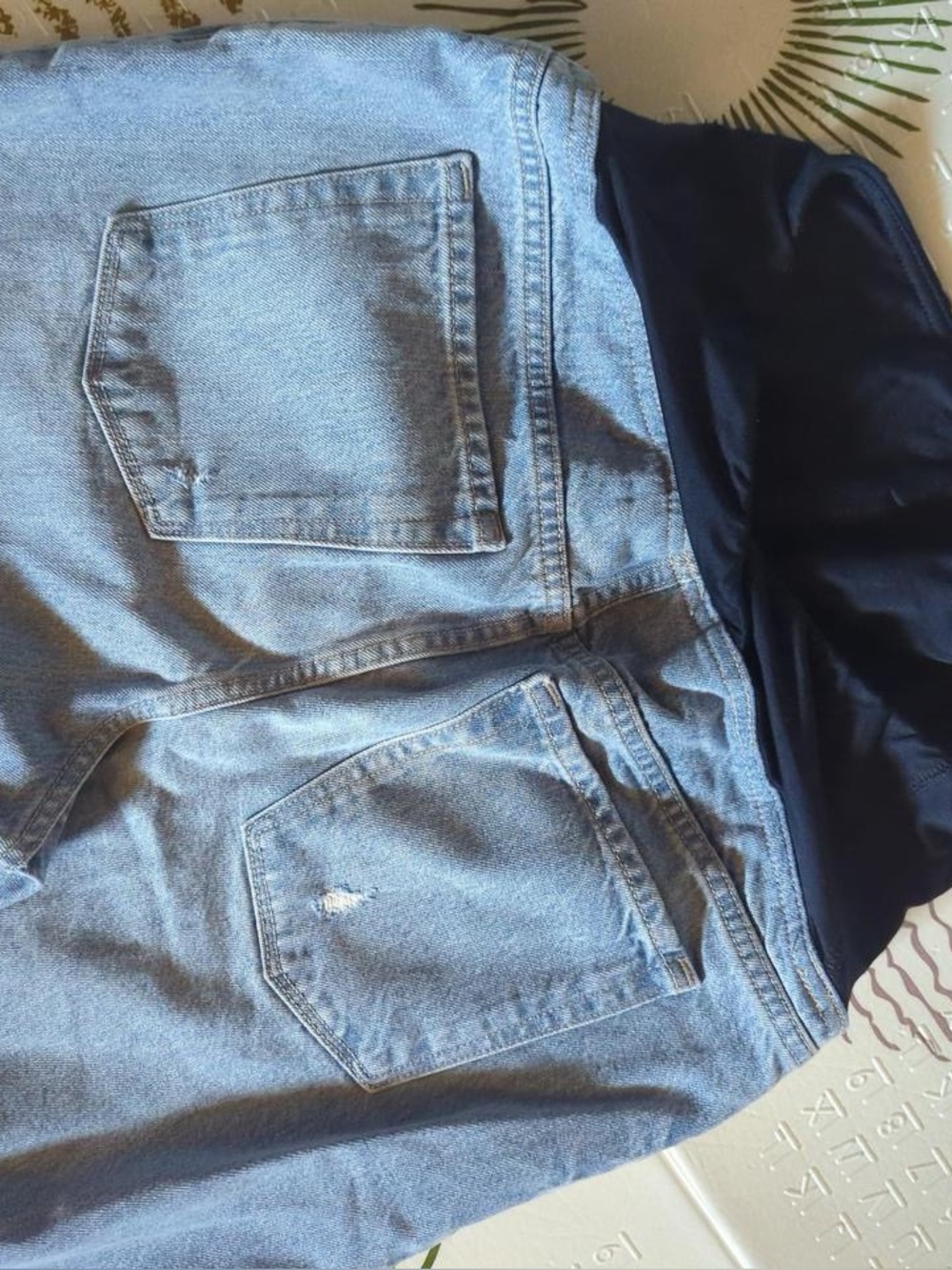 Isabel Maternity by Ingrid & Isabel Light Blue Distressed Boyfriend Jeans - Picture 5 of 5